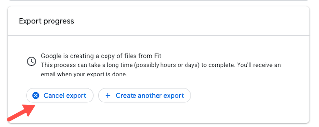 Cancelar la exportación de datos de Google Fit