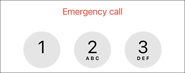 La pantalla de llamada de emergencia en un iPhone