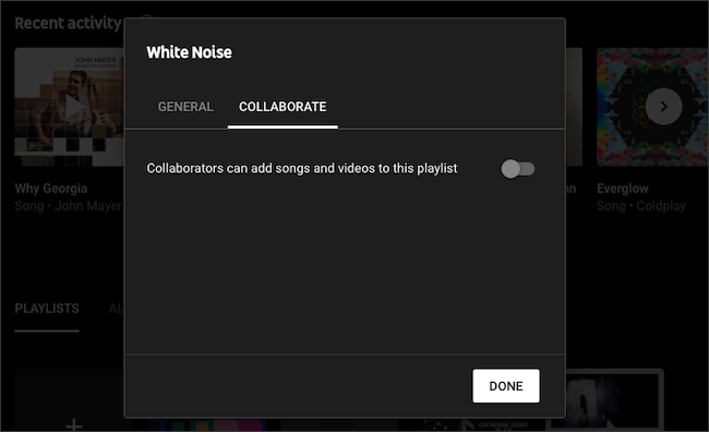 Habilita la colaboración en una lista de reproducción de YouTube Music