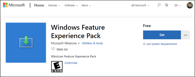 Paquete de experiencia de funciones de Windows en Microsoft Store