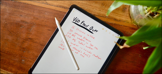iPad Pro que muestra notas escritas a mano en la aplicación Notes con Apple Pencil