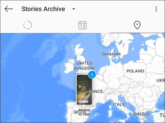Una historia de Instagram sobre el Reino Unido en la vista del mapa mundial.