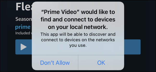 La solicitud de permiso de red local en un iPhone con iOS 14