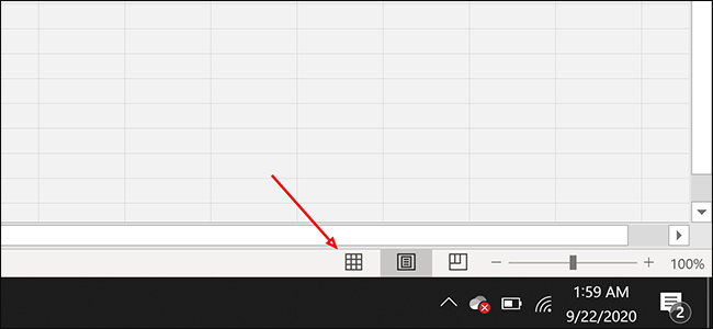 Haga clic en el botón de diseño de página "Normal" en Excel