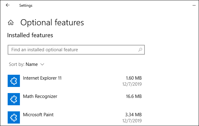 Funciones opcionales en la configuración de Windows 10