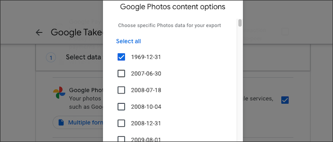 Seleccione el álbum de Google Fotos para hacer una copia de seguridad