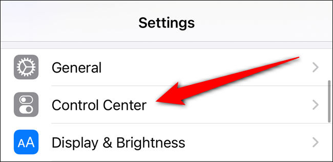 Toca la opción "Centro de control".