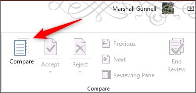 Opción de comparación en Microsoft PowerPoint