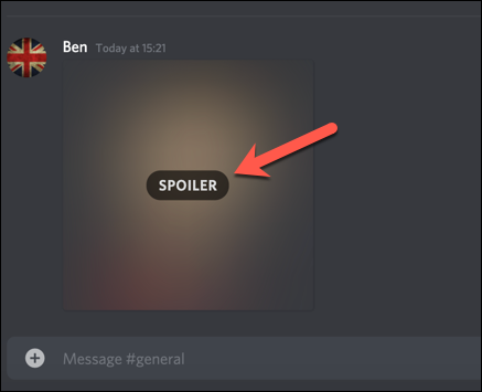 Toca "Spoiler" para ver el archivo o la imagen ocultos en Discord.