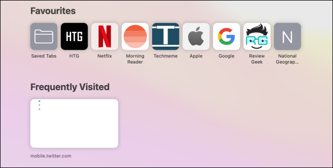 Favoritos y secciones visitadas con frecuencia en la página de inicio de Safari