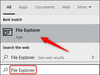 Escriba "Explorador de archivos" en el cuadro de búsqueda y luego haga clic en él en los resultados.