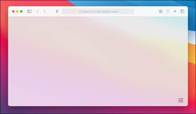 Página de inicio de Safari sin secciones ni imagen de fondo