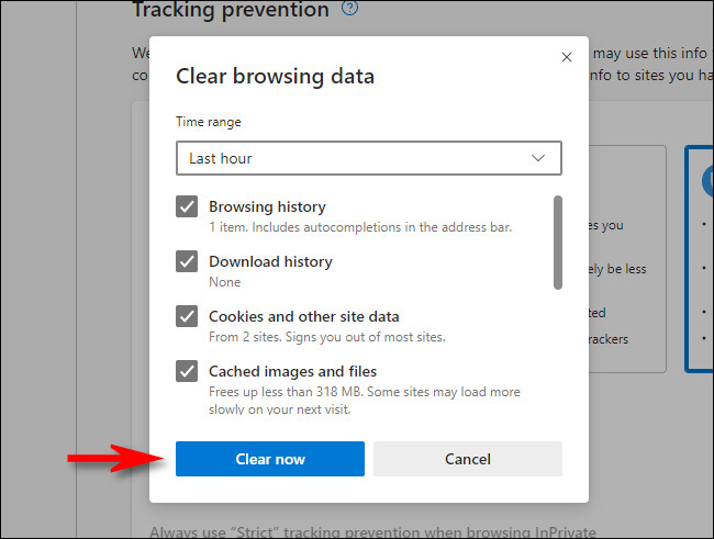 En la ventana "Borrar datos de navegación" de Microsoft Edge, haz clic en "Borrar ahora".