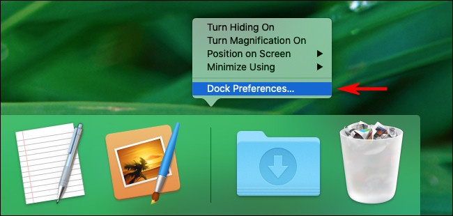 En una Mac, haga clic con el botón derecho en el Dock y seleccione "Preferencias del Dock"