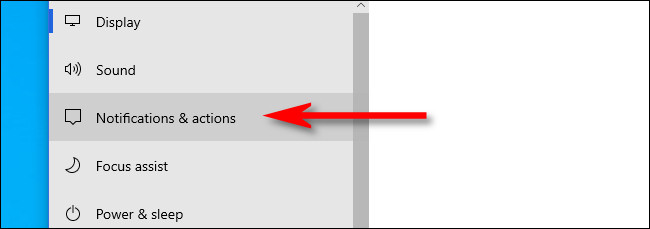 En la configuración de Windows, haga clic en "Notificaciones y acciones".