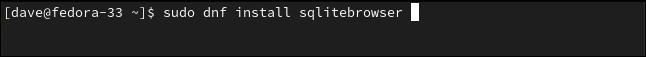 sudo dnf instala sqlitebrowser en una ventana de terminal