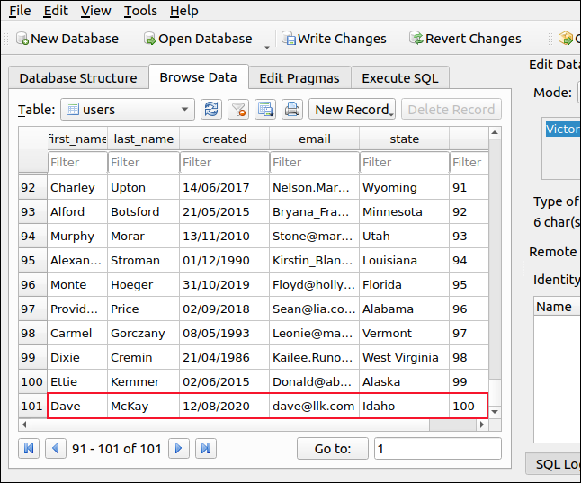 Nuevo registro con campo "id" incrementado automáticamente