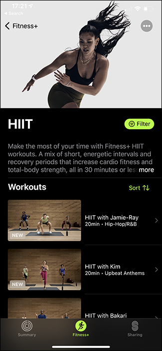 algunos de los entrenamientos HIIT disponibles