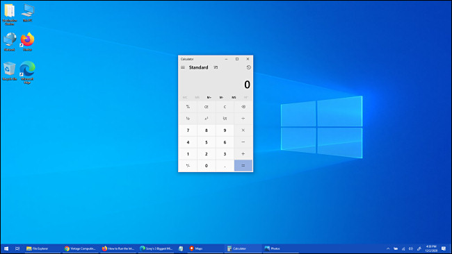 La aplicación Calculadora de Windows 10 ha pasado a primer plano.