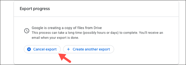 Cancelar la exportación de datos de Google Drive