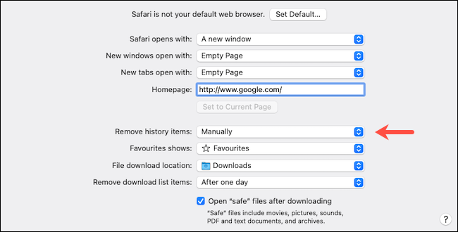 Configuración general de MacOS Safari