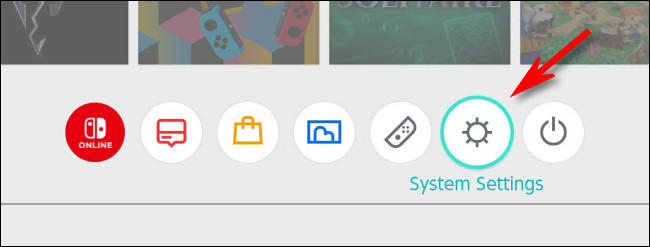 En el menú Switch HOME, seleccione el icono de engranaje "Configuración del sistema".