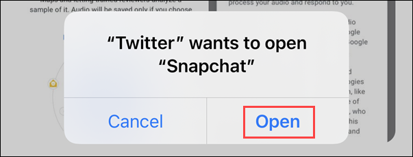 permitir la apertura de Snapchat
