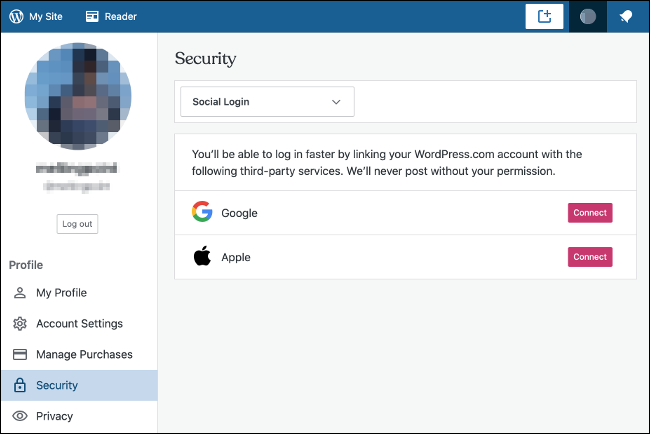 Conecte WordPress.com al inicio de sesión social de Apple