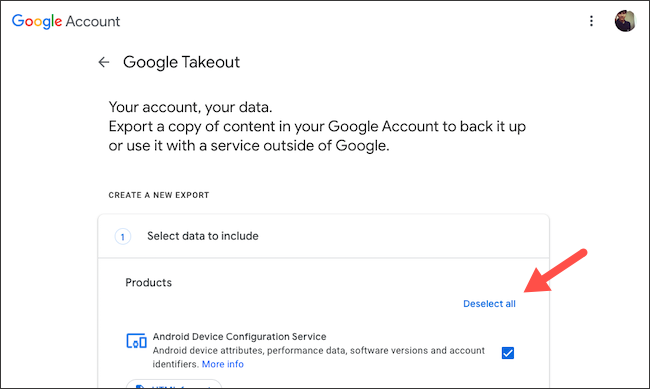 Visita Google Takeout