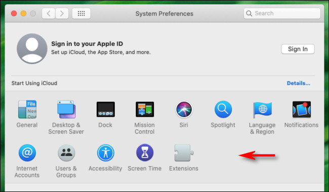 Se ha ocultado un panel de preferencias en Preferencias del sistema para Mac.