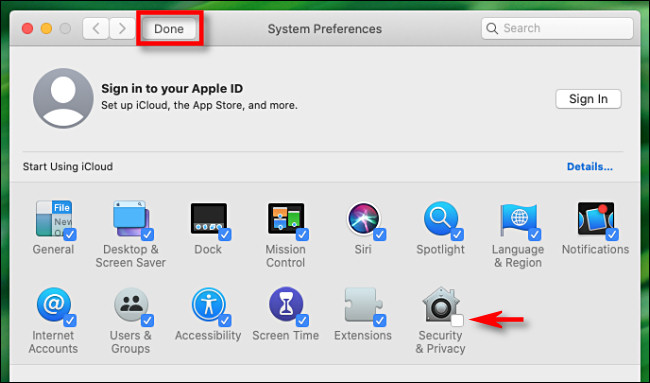 En Preferencias del sistema para Mac, desmarque un icono y haga clic en Listo para ocultarlo.