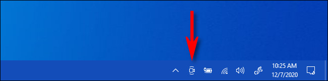El icono Reunirse ahora en la barra de tareas de Windows 10.
