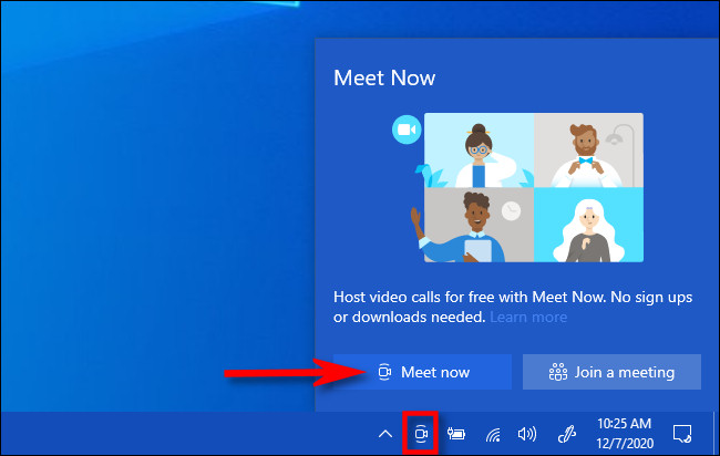 Haga clic en el icono "Reunirse ahora" en la barra de tareas y seleccione "Reunirse ahora".