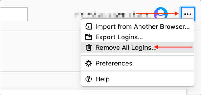 Haga clic en Eliminar todos los inicios de sesión en Firefox