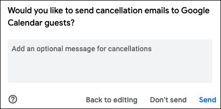 Elija enviar la cancelación por correo electrónico
