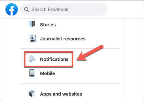 En el menú de configuración de Facebook, presione la opción "Notificaciones".