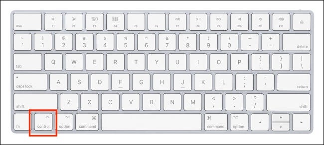Presione la tecla Control en el teclado de Mac