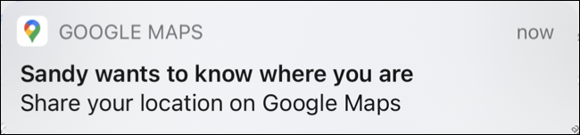 Notificación de solicitud de ubicación en Google Maps