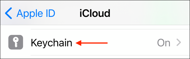 Toque Llavero en la configuración de iCloud