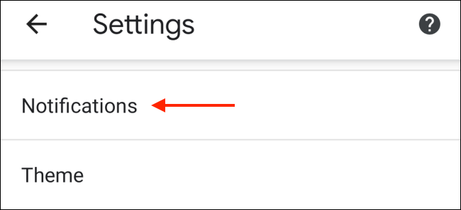 Toca Notificaciones desde la configuración de Chrome