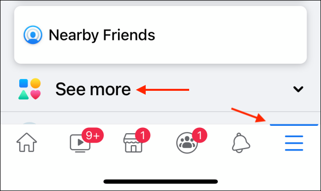 Toca Ver más de Facebook para iPhone