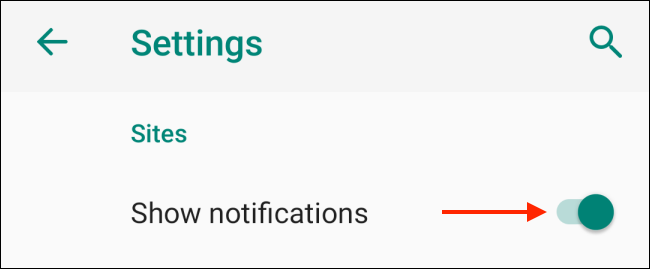 Toque para deshabilitar todas las notificaciones del sitio web en Chrome