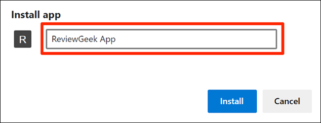 Ingrese un nombre de aplicación de sitio web en Edge