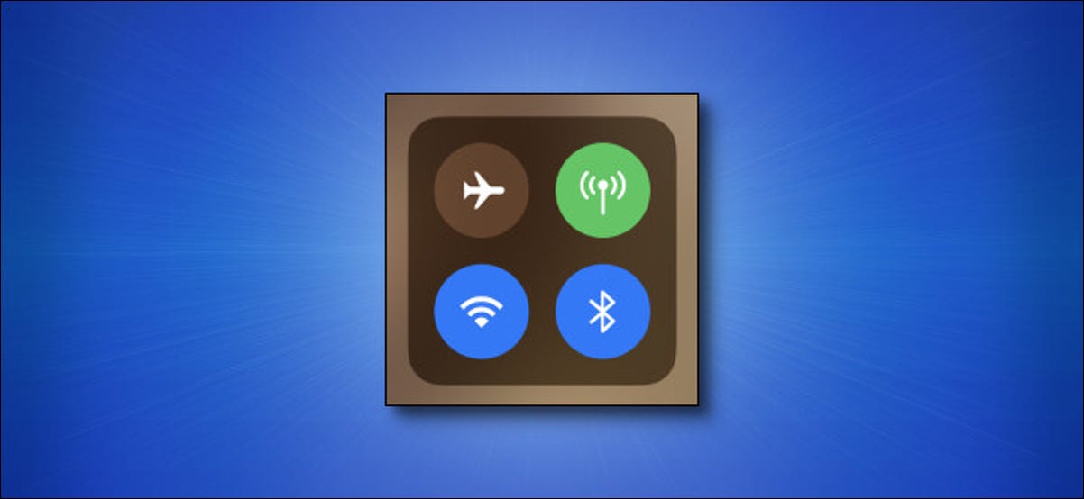 Iconos de Apple iPhone Control Center sobre fondo azul.