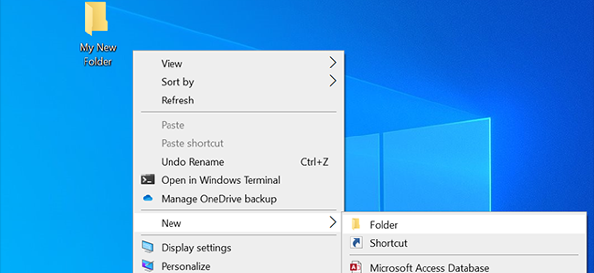 Cambiar el nombre predeterminado de las carpetas nuevas en Windows 10