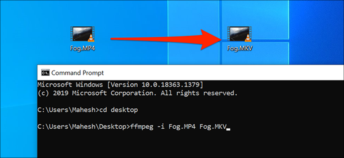 Convierta archivos multimedia usando el símbolo del sistema en Windows 10