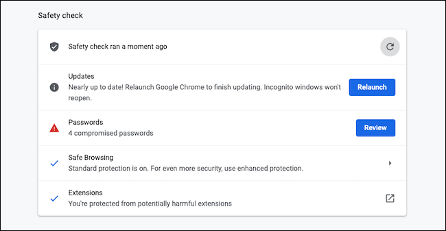 Ejecute el control de seguridad en Google Chrome