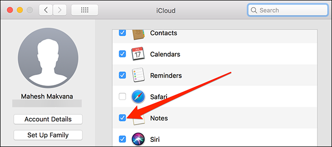 Sincronizar notas de macOS con iCloud