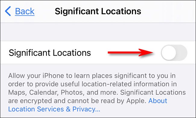 En la configuración del iPhone, desactiva "Ubicaciones importantes".