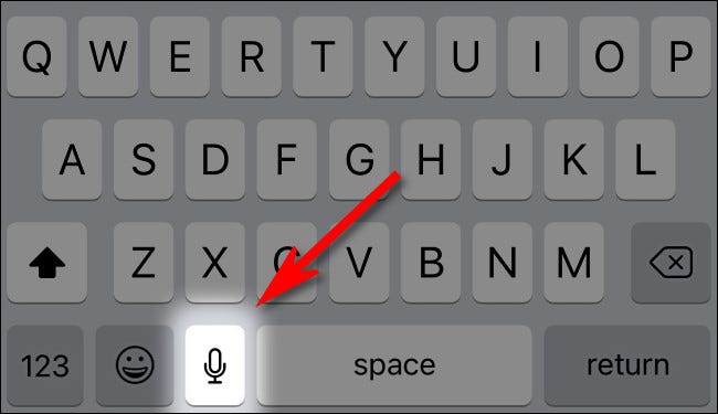 Toque el botón del micrófono en el teclado de su iPhone o iPad.